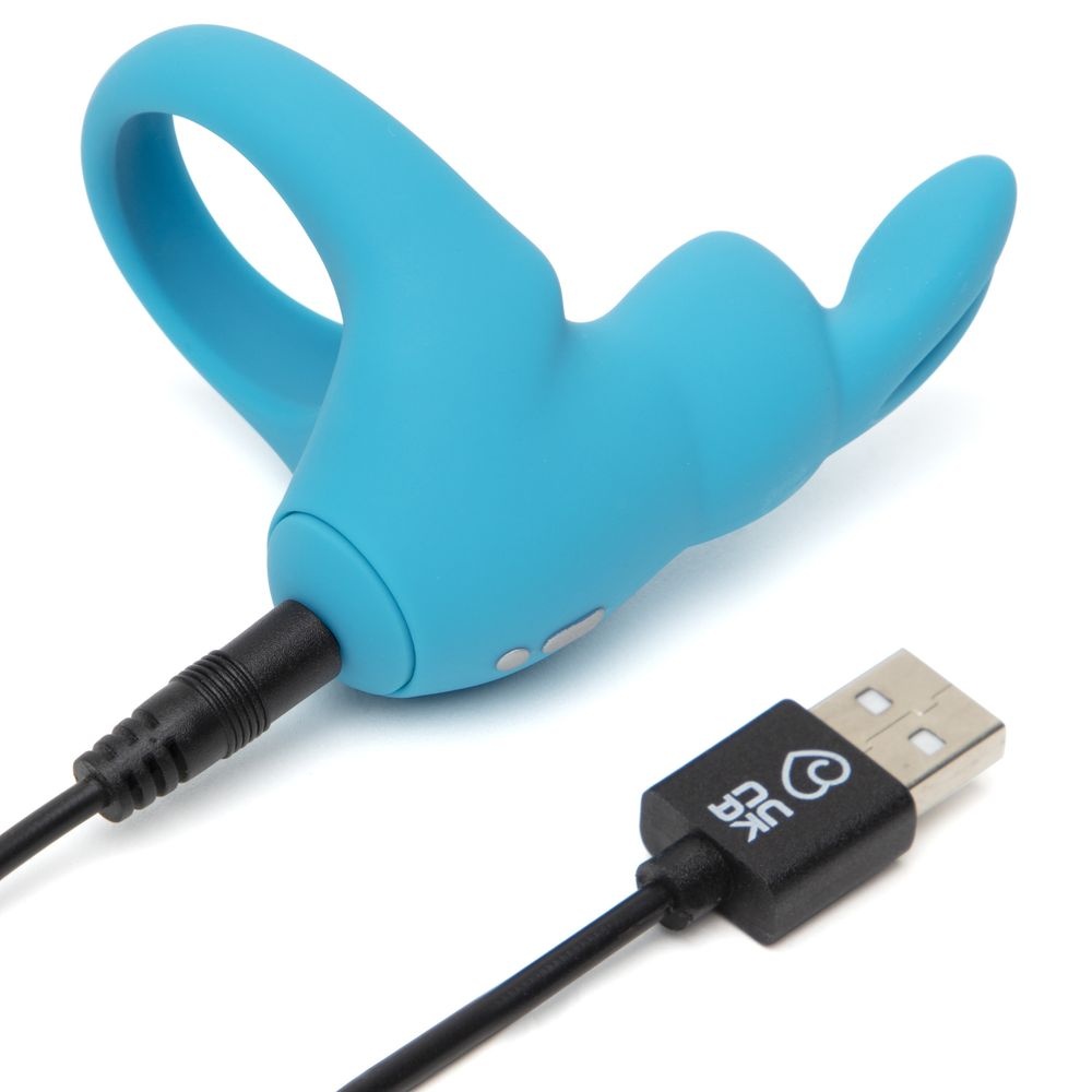 Эрекционное кольцо Happy Rabbit с вибрацией, голубое