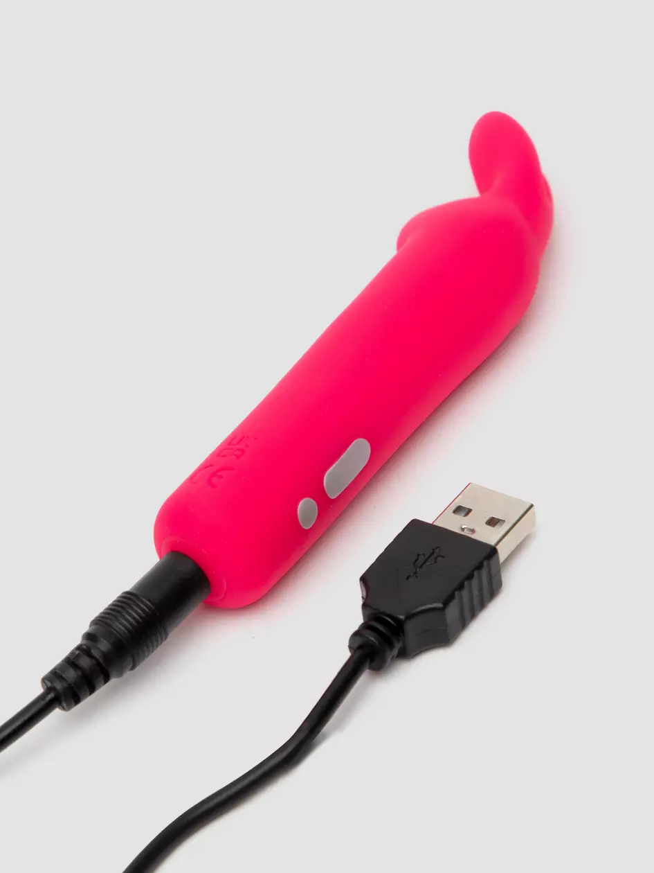 Вибропуля Happy Rabbit розовая, мощная водонепроницаемая с кроличьими ушками