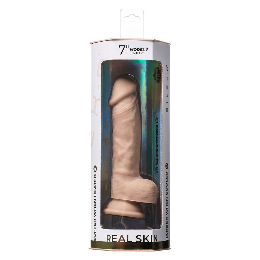 Фаллоимитатор SILEXD Real Skin Model 1, 7" телесный с мошонкой