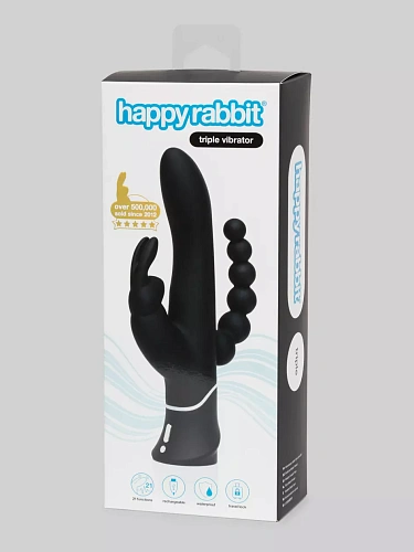 Happy Rabbit Вибратор с клиторальным и анальным стимулятором Triple черный 