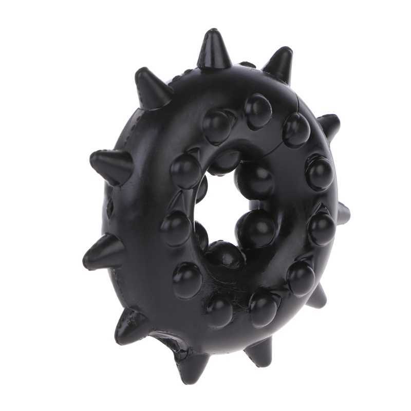 Эрекционное кольцо с шипами и шариками, черное PR-12 